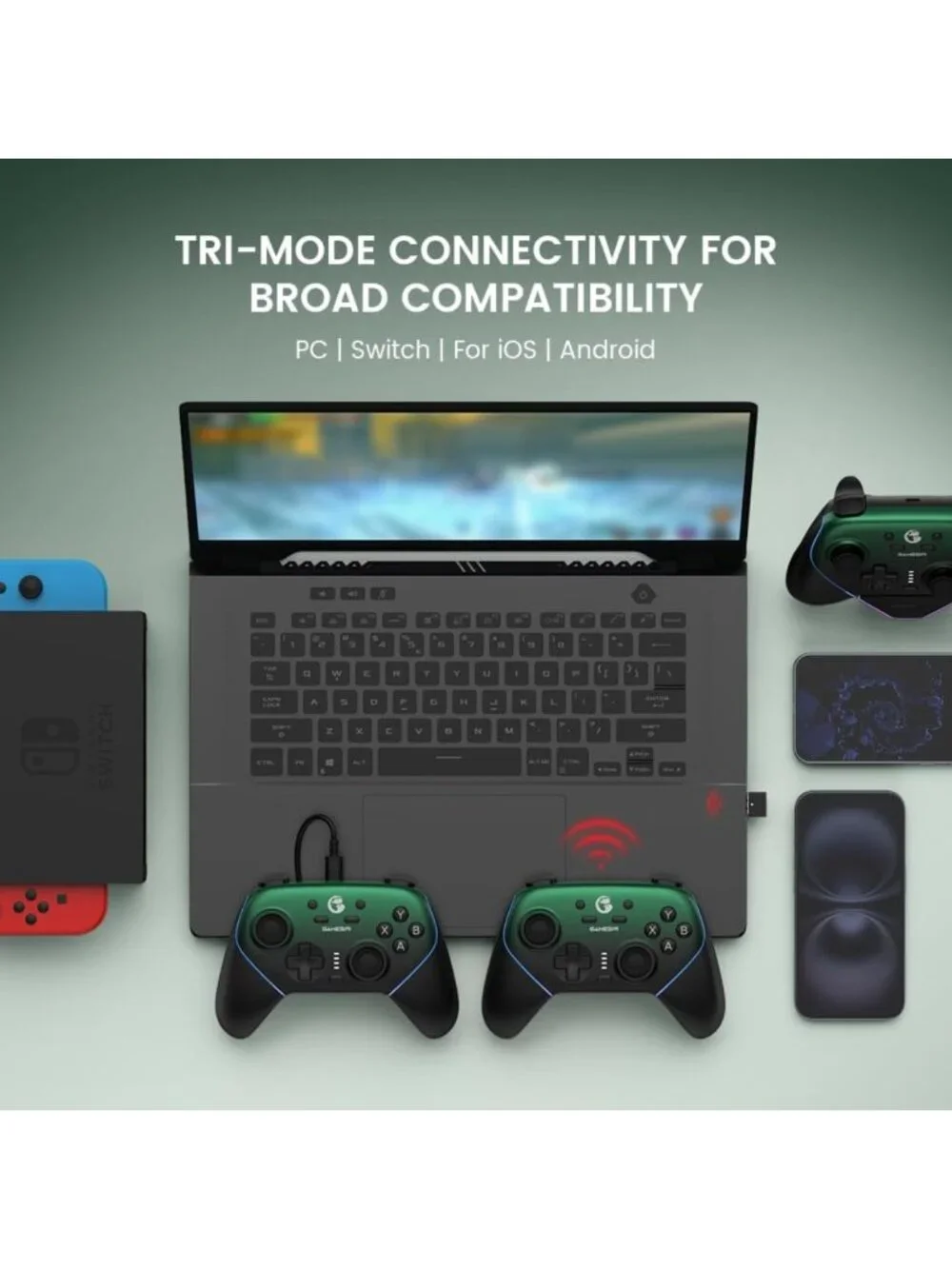 Wireless Gaming Controller for PC/Switch/iOS/Android, RGB Lighting, Hall Effect